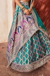 Buy_Aditi Gupta_Blue Banarasi Woven And Embroidered Vintage Bandhani Pattern Bridal Lehenga Set _Online_at_Aza_Fashions