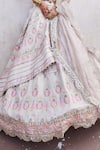 Aditi Gupta_Ivory Banarasi Chanderi Woven And Embroidered Layered Bridal Lehenga Set _Online_at_Aza_Fashions