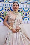 Buy_Aditi Gupta_Ivory Banarasi Chanderi Woven And Embroidered Vintage Layered Bridal Lehenga Set _Online_at_Aza_Fashions