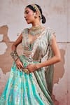 Aditi Gupta_Blue Banarasi Chanderi Woven And Embroidered Vintage Bridal Lehenga Set  _Online_at_Aza_Fashions