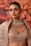 Shop_Moledro_Multi Color Lehenga And Blouse Zari Brocade Embellished Aiyana Bridal Set _Online_at_Aza_Fashions