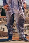 Sahil Kochhar_Blue Cotton Satin Print Jungle Trouser  _Online_at_Aza_Fashions