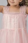 Darleen Kids Couture_Peach Net, Taffeta Pearls Allie Tiered Dress _Online_at_Aza_Fashions
