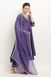 Buy_Kefi Collections_Purple Cotton Chanderi Embroidered And Amarit High-low Anarkali Set 