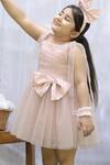 Darleen Kids Couture_Pink Net, Taffeta Sequins, Beads Amaya Embellished Bow Dress _Online_at_Aza_Fashions