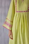 Shop_Amisha Kothari_Green Cotton Silk Embroidery Chandni Kurta Set With Printed Dupatta  _Online_at_Aza_Fashions