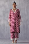 Amisha Kothari_Multi Color Cotton, Organza, Malti Stripe Pattern Kurta Set _Online_at_Aza_Fashions