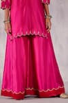 Shop_Amisha Kothari_Pink Chanderi Silk Embroidery Zardozi Round Amartya Kurta Sharara Set _Online_at_Aza_Fashions