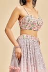 Shop_Nitika Gujral_Pink Lehenga Georgette Embroidery Floral Sweetheart Neck Shaded Set _Online_at_Aza_Fashions