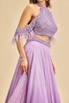 Buy_Nitika Gujral_Purple Georgette And Net Embroidery Beads Round Ombre Lehenga Set _Online_at_Aza_Fashions