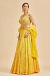 Shop_Nitika Gujral_Yellow Blouse And Dupatta Net & Lehenga Georgette Geometric Pattern Set _Online_at_Aza_Fashions