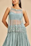 Buy Nitika Gujral Grey Lehenga Georgette Embroidery Sequin Square Neck Top Set Online at Aza Fashions Buy_Nitika Gujral_Grey Lehenga Georgette Embroidery Sequin Square Neck Top Set _Online_at_Aza_Fashions