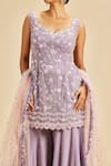 Shop_Nitika Gujral_Purple Kurta And Sharara Shimmer Georgette & Dupatta Floral Sleeveless Set _Online_at_Aza_Fashions
