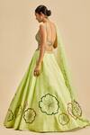 Shop_Nitika Gujral_Green Lehenga And Blouse Raw Silk & Dupatta Net Embroidery Floral Applique Set _Online_at_Aza_Fashions
