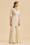 Buy_Nitika Gujral_Ivory Kurta And Dupatta Net & Sharara Shimmer Georgette Bead & Crystal Set _Online_at_Aza_Fashions