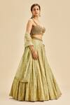 Buy_Nitika Gujral_Green Lehenga Georgette And Dupatta & Blouse Net Embroidery Tonal Resham Set _Online_at_Aza_Fashions