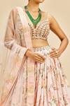 Buy_Nitika Gujral_Pink Lehenga Georgette And Dupatta & Blouse Net Embroidery Resham Floral Set _Online_at_Aza_Fashions