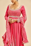 Nitika Gujral_Fuchsia Anarkali Georgette Embroidery Zari Scoop Neck Set _Online_at_Aza_Fashions