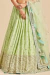 Nitika Gujral_Green Lehenga Georgette Embroidery Floral Sweetheart Neck Sequin Set _Online_at_Aza_Fashions