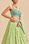 Shop_Nitika Gujral_Green Lehenga Georgette Embroidery Floral Sweetheart Neck Sequin Set _Online_at_Aza_Fashions