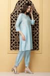 Kefi Collections_Blue Kurta Cotton Chanderi Embroidered Amnit A-line And Salwar Set  _Online_at_Aza_Fashions