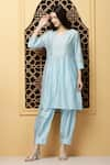 Buy_Kefi Collections_Blue Kurta Cotton Chanderi Embroidered Amnit A-line And Salwar Set  _Online_at_Aza_Fashions