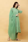 Kefi Collections_Green Kurta And Lurex Woven Amrique Placement Set  _Online_at_Aza_Fashions