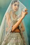 Shop Aneesh Agarwaal Green Net, Linen Embroidery, Sequins, Floral Applique Pattern Bridal Lehenga Set Online at Aza Fashions Shop_Aneesh Agarwaal_Green Net, Linen Embroidery, Sequins, Floral Applique Pattern Bridal Lehenga Set _Online_at_Aza_Fashions