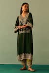 Buy_Angad Singh_Green Lining Crepe Embroidered Zardozi V Neck Choga And Pant Set _Online_at_Aza_Fashions