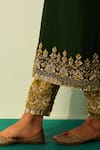 Shop_Angad Singh_Green Lining Crepe Embroidered Zardozi V Neck Choga And Pant Set _Online_at_Aza_Fashions