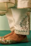 Angad Singh_Ivory Lining Crepe Embroidered Floral Round Choga Pant Set _Online_at_Aza_Fashions