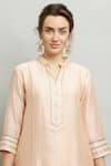 Kefi Collections_Peach Kurta And Sharara Silk Chanderi Embroidery Stitchline Anjila Set _at_Aza_Fashions