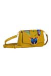 Shop_Aranyani_Yellow Hand Embroidered Threadwork Butterfly Crossbody Bag_Online_at_Aza_Fashions