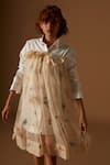 Archana Rao_White Shirt Dress  Poplin Embroidered Pressed Flowers With Overlay  _Online_at_Aza_Fashions