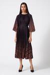 Scarlet Sage_Black Round Ariel Fendi Print Dress_Online_at_Aza_Fashions
