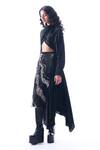Buy_Aroka_Black Velvet Embroidery Stargaze Asymmetric Skirt_Online_at_Aza_Fashions
