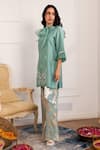 Buy_Pairaahan_Green Kurta Chanderi Embroidered Sequin Tie-up Pearl Embellished With Pant _Online_at_Aza_Fashions