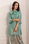 Buy_Pairaahan_Green Kurta Chanderi Embroidered Sequin Tie-up Pearl Embellished With Pant 