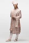 Buy_Asuka_Pink Raw Silk Embroidery Kiran Dori Work Sherwani Set _Online_at_Aza_Fashions