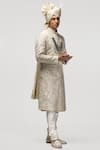 Buy_Asuka_Beige Raw Silk Embroidery Dori Work Gota Sherwani Set _Online_at_Aza_Fashions