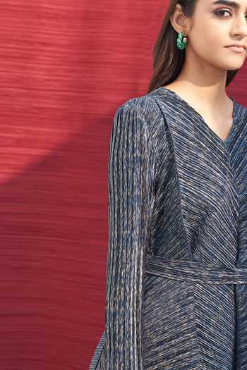 Palani V Neck with Fur Sleeve in Light Blue main image 1