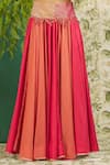 Alaya Advani_Peach Muslin Silk Embroidery Mirror Scoop Neck Work Jacket Lehenga Set _at_Aza_Fashions