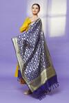 Naintara Bajaj Blue Brocade Zari, Fringe Banarasi Art Silk Floral Dupatta Online at Aza Fashions Naintara Bajaj_Blue Brocade Zari, Fringe Banarasi Art Silk Floral Dupatta _Online_at_Aza_Fashions