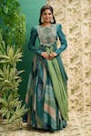 Buy_Alaya Advani_Green Muslin Silk And Organza Print & Embroidery Draped Blouse & Lehenga Set_Online_at_Aza_Fashions