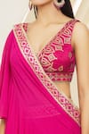 Shop_Gopi Vaid_Pink Anupa Pre-draped Ruffle Saree With Embroidered Blouse_Online_at_Aza_Fashions
