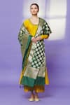 Shop Naintara Bajaj Green Zari, Tassels Banarasi Art Silk Floral Dupatta Online at Aza Fashions Shop_Naintara Bajaj_Green Zari, Tassels Banarasi Art Silk Floral Dupatta _Online_at_Aza_Fashions
