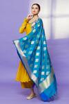 Naintara Bajaj Blue Brocade Embroidery Floral Pattern Fringe Hem Dupatta Online at Aza Fashions Naintara Bajaj_Blue Brocade Embroidery Floral Pattern Fringe Hem Dupatta _Online_at_Aza_Fashions