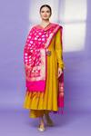 Shop Naintara Bajaj Pink Zari, Fringe Metallic Floral Banarasi Art Silk Dupatta Online at Aza Fashions Shop_Naintara Bajaj_Pink Zari, Fringe Metallic Floral Banarasi Art Silk Dupatta _Online_at_Aza_Fashions