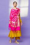Naintara Bajaj Pink Zari, Fringe Metallic Floral Banarasi Art Silk Dupatta Online at Aza Fashions Naintara Bajaj_Pink Zari, Fringe Metallic Floral Banarasi Art Silk Dupatta _Online_at_Aza_Fashions