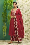 Buy_Alaya Advani_Red Cotton And Organza Embroidery Mirror & Strappy Bodice Kurta Palazzo Set _Online_at_Aza_Fashions